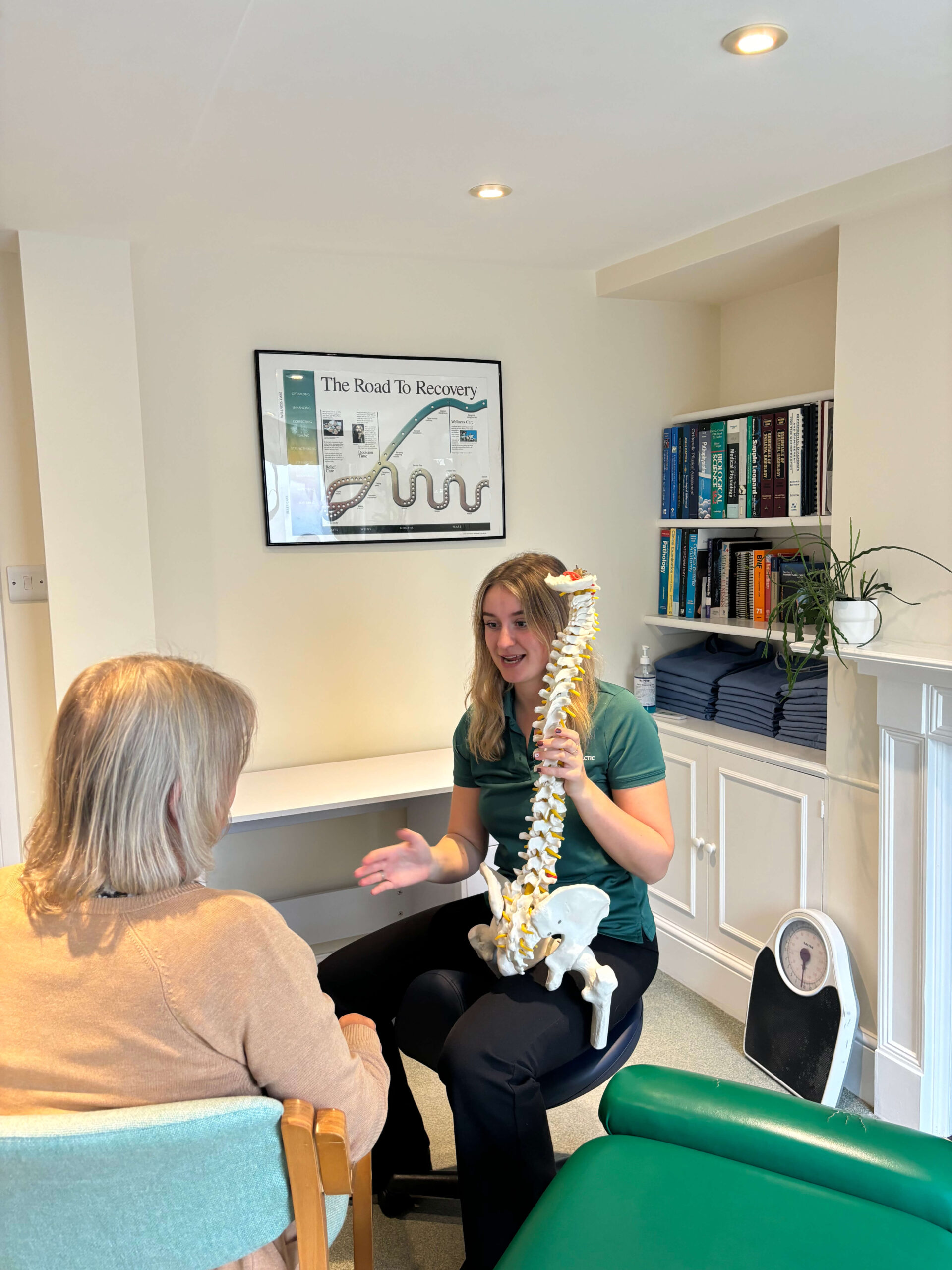 Chiropractic spinal analysis in Honiton clinic
